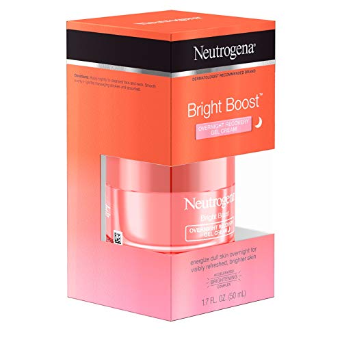 Neutrogena Bright Boost Overnight Recovery Gel Cream with Neoglucosamine, Brightening Nighttime Moisturizer, Oil-Free & Non-Comedogenic, 1.7 oz