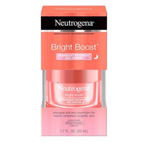 Neutrogena Bright Boost Overnight Recovery Gel Cream with Neoglucosamine, Brightening Nighttime Moisturizer, Oil-Free & Non-Comedogenic, 1.7 oz