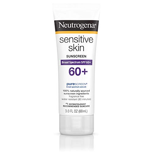 Neutrogena Sensitive Skin Sunscreen Lotion with Broad Spectrum SPF 60+, Water-Resistant, Hypoallergenic & Oil-Free Gentle Sunscreen Formula, 3 fl. oz (Pack of 3)