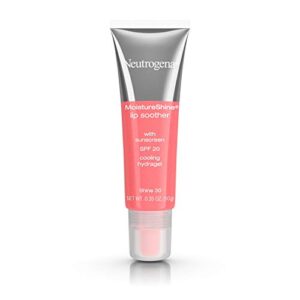 neutrogena moistureshine lip soother gloss with spf 20 sun protection, high gloss tinted lip moisturizer with hydrating glycerin and soothing cucumber for dry lips, shine 30.35 oz