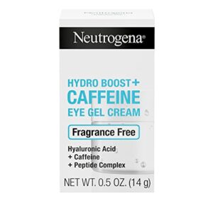 neutrogena hydro boost+ caffeine eye gel cream, fragrance-free cream with hyaluronic acid, caffeine & peptide complex to reduce the look of dark circles, fine lines & puffiness, 0.5 oz