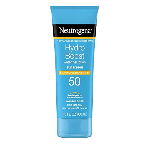 Neutrogena Hydro Boost Moisturizing Water Gel Sunscreen Lotion with Broad Spectrum SPF 50, Water-Resistant & Non-Greasy Hydrating Sunscreen Lotion, Oil-Free, 3 fl. oz (Pack of 3)