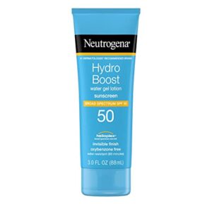 Neutrogena Hydro Boost Moisturizing Water Gel Sunscreen Lotion with Broad Spectrum SPF 50, Water-Resistant & Non-Greasy Hydrating Sunscreen Lotion, Oil-Free, 3 fl. oz (Pack of 3)