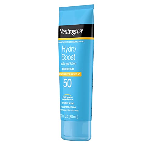 Neutrogena Hydro Boost Moisturizing Water Gel Sunscreen Lotion with Broad Spectrum SPF 50, Water-Resistant & Non-Greasy Hydrating Sunscreen Lotion, Oil-Free, 3 fl. oz (Pack of 3)