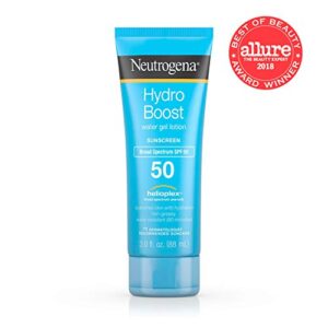 Neutrogena Hydro Boost Moisturizing Water Gel Sunscreen Lotion with Broad Spectrum SPF 50, Water-Resistant & Non-Greasy Hydrating Sunscreen Lotion, Oil-Free, 3 fl. oz (Pack of 3)