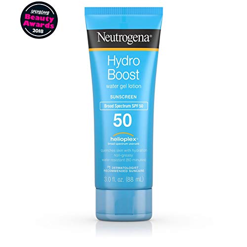 Neutrogena Hydro Boost Moisturizing Water Gel Sunscreen Lotion with Broad Spectrum SPF 50, Water-Resistant & Non-Greasy Hydrating Sunscreen Lotion, Oil-Free, 3 fl. oz (Pack of 3)