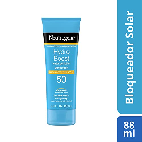 Neutrogena Hydro Boost Moisturizing Water Gel Sunscreen Lotion with Broad Spectrum SPF 50, Water-Resistant & Non-Greasy Hydrating Sunscreen Lotion, Oil-Free, 3 fl. oz (Pack of 3)