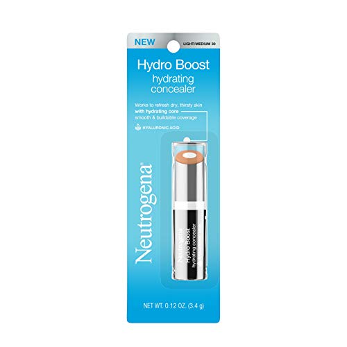 Neutrogena Hydro Boost Hydrating Concealer Stick for Dry Skin, Oil-Free, Lightweight, Non-Greasy and Non-Comedogenic Cover-Up Makeup with Hyaluronic Acid, 30 Light/Medium, 0.12 Oz