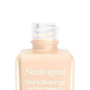 Neutrogena SkinClearing Oil-Free Acne and Blemish Fighting Liquid Foundation with Salicylic Acid Acne Medicine, Shine Controlling, for Acne Prone Skin, 10 Classic Ivory, 1 fl. oz