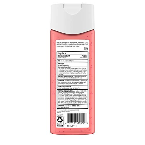 Neutrogena Body Clear Acne Treatment Body Wash with Salicylic Acid Acne Medicine, Pink Grapefruit Body Acne Cleanser to Prevent Breakouts on Back, Chest & Shoulders, 8.5 fl. oz (Pack of 3)