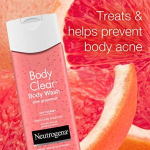 Neutrogena Body Clear Acne Treatment Body Wash with Salicylic Acid Acne Medicine, Pink Grapefruit Body Acne Cleanser to Prevent Breakouts on Back, Chest & Shoulders, 8.5 fl. oz (Pack of 3)