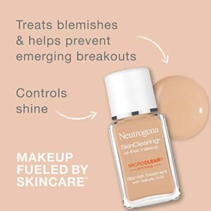 Neutrogena SkinClearing Oil-Free Acne and Blemish Fighting Liquid Foundation with Salicylic Acid Acne Medicine, Shine Controlling, for Acne Prone Skin, 70 Fresh Beige, 1 fl. oz