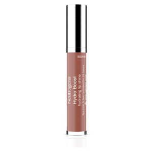 neutrogena hydro boost moisturizing lip gloss, hydrating non-stick and non-drying luminous tinted lip shine with hyaluronic acid to soften and condition lips, 27 almond nude color, 0.10 oz