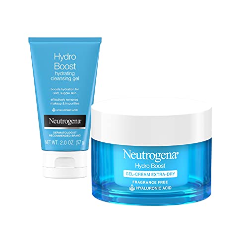 Neutrogena Hydro Boost Water Gel Fragrance-Free Facial Moisturizer, 1.7 fl. oz, & Neutrogena Hydro Boost Hydrating Facial Cleansing Gel with Hyaluronic Acid, 2 oz, Travel Size