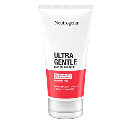 Neutrogena Ultra Gentle Face Gel Hydrator with Pro-Vitamin B5 & 4% Niacinamide Designed for Acne-Prone Skin, Lightweight Gel Cream Targets Uneven Skin Tone, Fragrance-Free, 5.0 oz