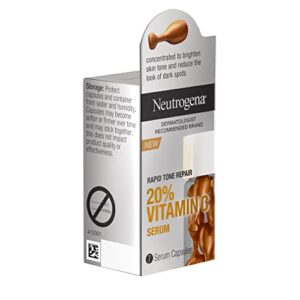 Neutrogena Rapid Tone Repair 20% Vitamin C Face Serum Capsules, Daily Facial Serum with Vitamin C to Help Brighten Skin Tone & Reduce Look of Dark Spots, 7 ct