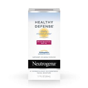 Neutrogena Healthy Defense Daily Vitamin C & Vitamin E Face Moisturizer, Non-Greasy Anti Wrinkle Face Lotion & Neck Cream with SPF 50 Sunscreen - Vitamin C, Vitamin E, Multivitamin Complex, 1.7 fl. oz