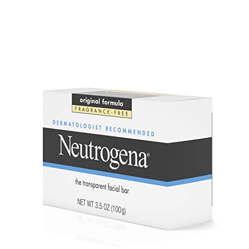 Neutrogena Original Fragrance-Free Facial Cleansing Bar with Glycerin, Pure & Transparent Gentle Face Wash Bar Soap, Free of Harsh Detergents, Dyes & Hardeners, 3.5 oz