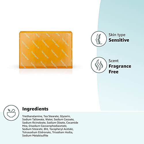 Neutrogena Original Fragrance-Free Facial Cleansing Bar with Glycerin, Pure & Transparent Gentle Face Wash Bar Soap, Free of Harsh Detergents, Dyes & Hardeners, 3.5 oz