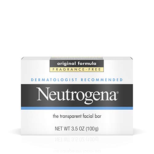 Neutrogena Original Fragrance-Free Facial Cleansing Bar with Glycerin, Pure & Transparent Gentle Face Wash Bar Soap, Free of Harsh Detergents, Dyes & Hardeners, 3.5 oz