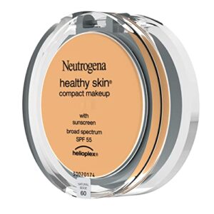 Neutrogena Healthy Skin Compact Lightweight Cream Foundation Makeup with Vitamin E Antioxidants, Non-Greasy Foundation with Broad Spectrum SPF 55, Natural Beige 60, .35 oz