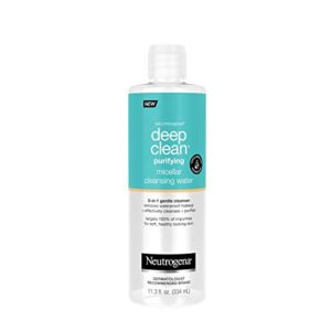 neutrogena deep clean gentle purifying micellar water and cleansing water-proof makeup remover, 11.3 fl. oz