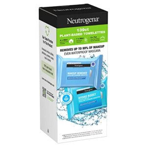 neutrogena makeup remover and hydro boost ultra-soft cleaning towelettes, 139 ct