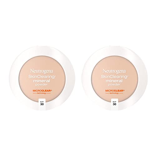 Neutrogena SkinClearing Mineral Acne-Concealing Pressed Powder Compact, Shine-Free & Oil-Absorbing Makeup with Salicylic Acid to Cover, Treat & Prevent Acne Breakouts, Buff 30, .38 oz (Pack of 2)