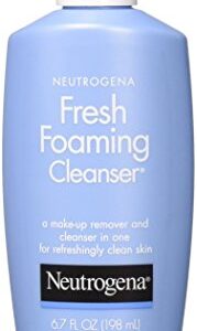 Neutrogena Fresh Foaming Facial Cleanser & Makeup Remover with Glycerin, Oil-, Soap- & Alcohol-Free Daily Face Wash Removes Dirt, Oil & Waterproof Makeup, Non-Comedogenic & Hypoallergenic, 6.7 fl. oz (Pack of 2)