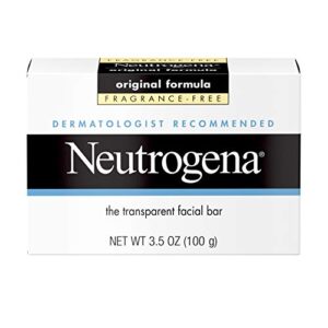 Neutrogena Original Amber Bar Fragrance-Free Facial Cleansing Bar with Glycerin, Pure & Transparent Gentle Face Wash Bar Soap, Free of Harsh Detergents, & Dyes, Hypoallergenic, 3.5 Oz