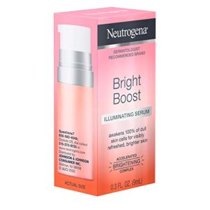 Neutrogena Bright Boost Illuminating Face Serum with Neoglucosamine & Turmeric Extract for Even Skin Tone, Resurfacing Serum for Face to Reduce Dark Spots & Hyperpigmentation, 0.3 fl. oz