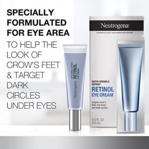 Neutrogena Rapid Wrinkle Repair Retinol Eye Cream for Dark Circles, Daily Anti-Aging Under Eye Cream with Retinol & Hyaluronic Acid to Fight Fine Lines, Wrinkles, & Dark Spots, 0.5 fl. oz