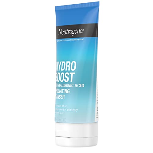 Neutrogena Hydro Boost Gentle Exfoliating Daily Facial Cleanser with Hyaluronic Acid, Face Wash Clinically Proven to Increase Skin's Hydration Level, Oil-Free & Non-Comedogenic, 5 oz