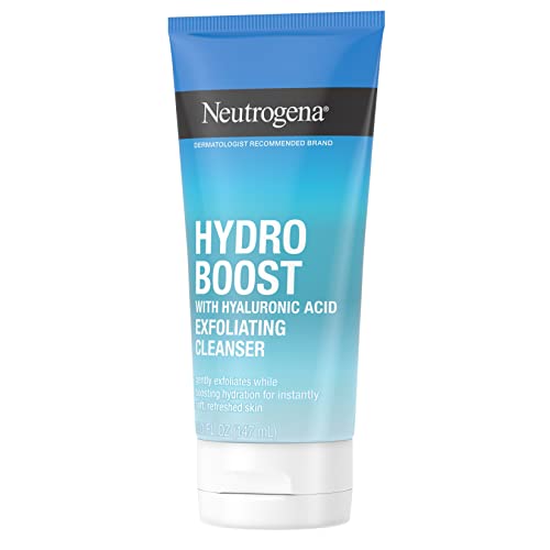 Neutrogena Hydro Boost Gentle Exfoliating Daily Facial Cleanser with Hyaluronic Acid, Face Wash Clinically Proven to Increase Skin's Hydration Level, Oil-Free & Non-Comedogenic, 5 oz