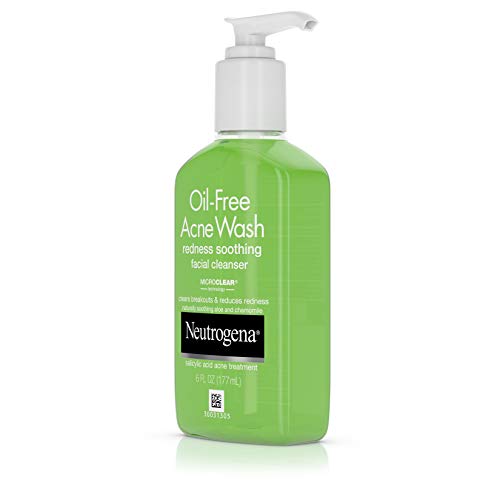 Neutrogena Oil-Free Acne and Redness Facial Cleanser, Soothing Face Wash with Salicylic Acid Acne Medicine, Aloe, and Chamomile to Reduce Facial Redness, 6 fl. oz