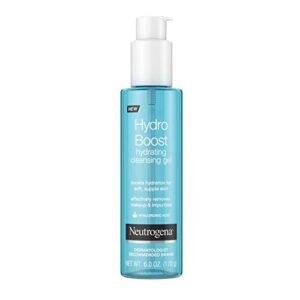 neutrogena hydro boost lightweight hydrating facial cleansing gel, gentle face wash & makeup remover with hyaluronic acid, hypoallergenic & non comedogenic, 6 oz