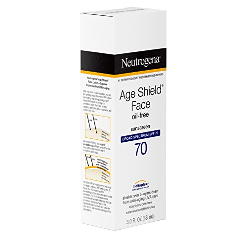 Neutrogena Age Shield Face Oil-Free Sunscreen Lotion with Broad Spectrum SPF 70, Non-Comedogenic Moisturizing Sunscreen to Help Prevent Signs of Aging, PABA-Free, 3 fl. oz (Pack of 3)