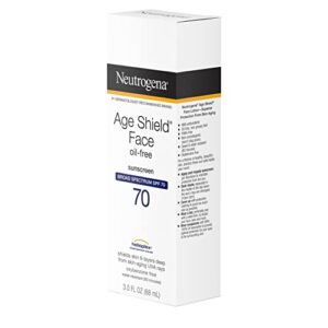 Neutrogena Age Shield Face Oil-Free Sunscreen Lotion with Broad Spectrum SPF 70, Non-Comedogenic Moisturizing Sunscreen to Help Prevent Signs of Aging, PABA-Free, 3 fl. oz (Pack of 3)