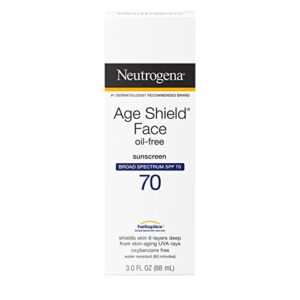 Neutrogena Age Shield Face Oil-Free Sunscreen Lotion with Broad Spectrum SPF 70, Non-Comedogenic Moisturizing Sunscreen to Help Prevent Signs of Aging, PABA-Free, 3 fl. oz (Pack of 3)