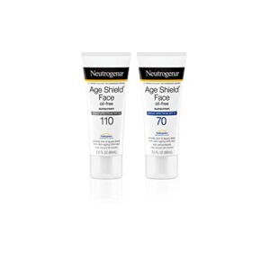 Neutrogena Age Shield Face Oil-Free Sunscreen Lotion with Broad Spectrum SPF 70, Non-Comedogenic Moisturizing Sunscreen to Help Prevent Signs of Aging, PABA-Free, 3 fl. oz (Pack of 3)