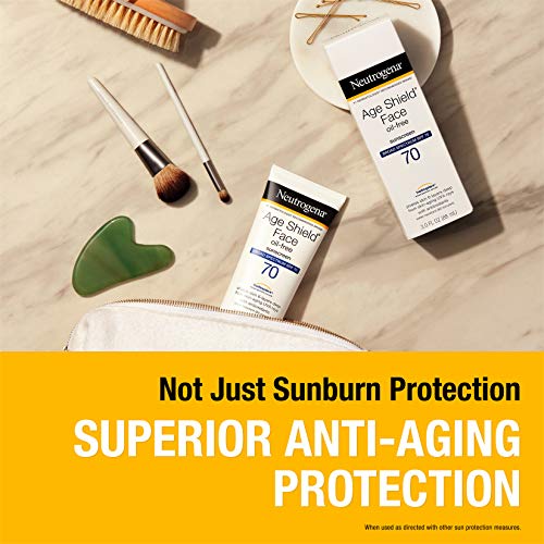 Neutrogena Age Shield Face Oil-Free Sunscreen Lotion with Broad Spectrum SPF 70, Non-Comedogenic Moisturizing Sunscreen to Help Prevent Signs of Aging, PABA-Free, 3 fl. oz (Pack of 3)