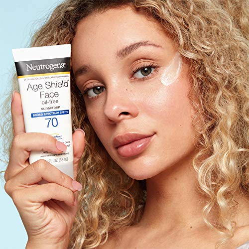 Neutrogena Age Shield Face Oil-Free Sunscreen Lotion with Broad Spectrum SPF 70, Non-Comedogenic Moisturizing Sunscreen to Help Prevent Signs of Aging, PABA-Free, 3 fl. oz (Pack of 3)