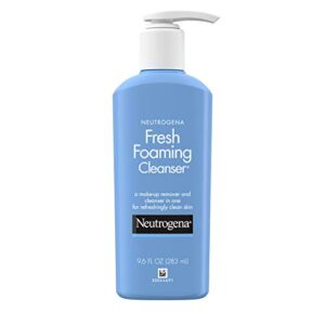 neutrogena foaming facial cleanser makeup remover with glycerin oil soap alcoholfree daily face wash removes dirt oil waterproof, noncomedogenic, n.a, fresh, 9.6 fl o