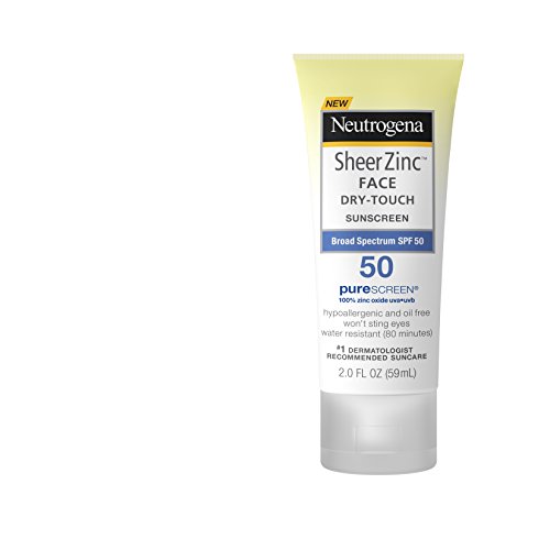 Neutrogena Sheer Zinc Dry-Touch SPF 50 Face Sunscreen, 2 Fluid Ounce -Pack of 3 (Package May Vary)