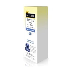 Neutrogena Sheer Zinc Dry-Touch SPF 50 Face Sunscreen, 2 Fluid Ounce -Pack of 3 (Package May Vary)