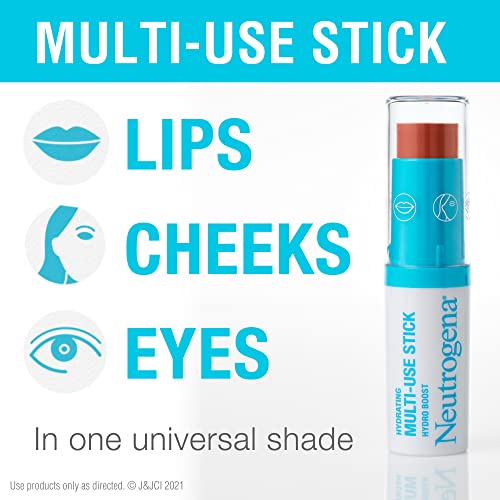 Neutrogena Hydro Boost Hydrating Multi-Use Makeup Stick with Hyaluronic Acid, Multipurpose Colored Makeup Balm for Lips, Cheeks & Eyes, Non-Comedogenic, Paraben-Free, Temptation, 0.26 oz