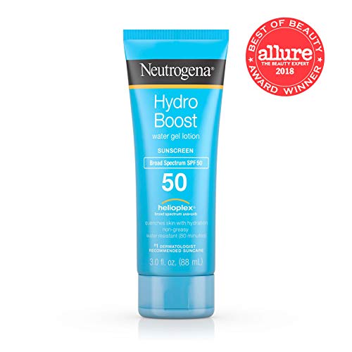 Neutrogena Hydro Boost Water Gel Sunscreen Lotion with Broad Spectrum SPF 50, Water-Resistant Hydrating Body Sunscreen, Non-Greasy, Hyaluronic Acid, Travel Size, 3 fl. Oz, Pack of 3