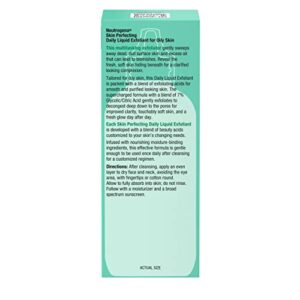 Neutrogena Skin Perfecting Daily Liquid Facial Exfoliant with 7% Glycolic/Citric Acid Blend for Oily Skin, Smoothing & Clarifying Leave-On Face Exfoliator, Oil- & Fragrance-Free, 4 fl. oz