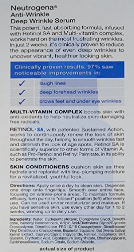 Neutrogena Ageless Intensives Anti-Wrinkle Deep Wrinkle Face Serum Treatment with Retinol SA & Multi-Vitamins to Reduce Crow's Feet, Laugh Lines, & Under Eye Wrinkles, 1 fl. oz