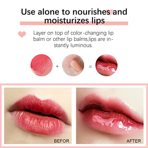 Hydrating Plumping Lip Oil Lip Gloss Lip Balm Lip Care Transparent Toot Lip Oil, Tinted Sheer Color Liquid Lip Oil Moisturizing Lip Oil, Non-Sticky Nourishing Repairing Lip Care Products(PINK)